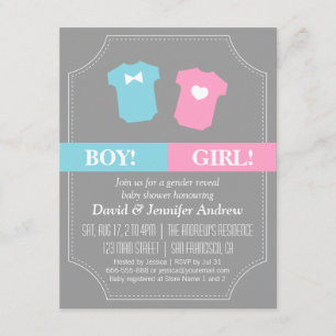 Baby Gender Reveal Party Blue and Pink Invitation