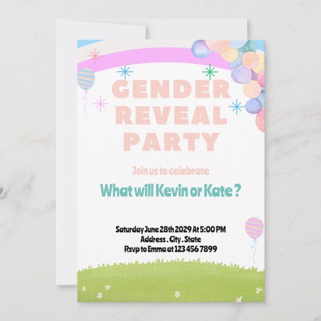 Baby Gender Reveal  Party Invitation (Front)