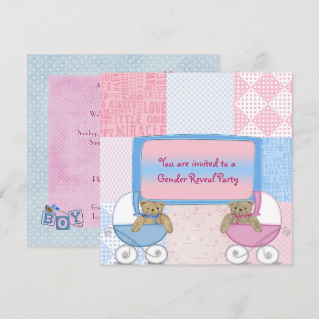 Baby Gender Reveal Party Invitation (Front/Back)