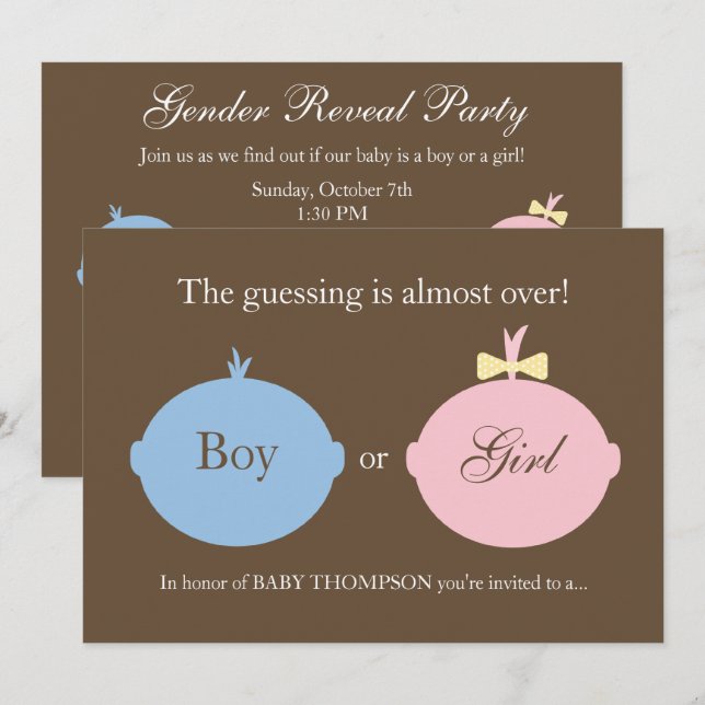Baby Gender Reveal Party Invitation (Front/Back)