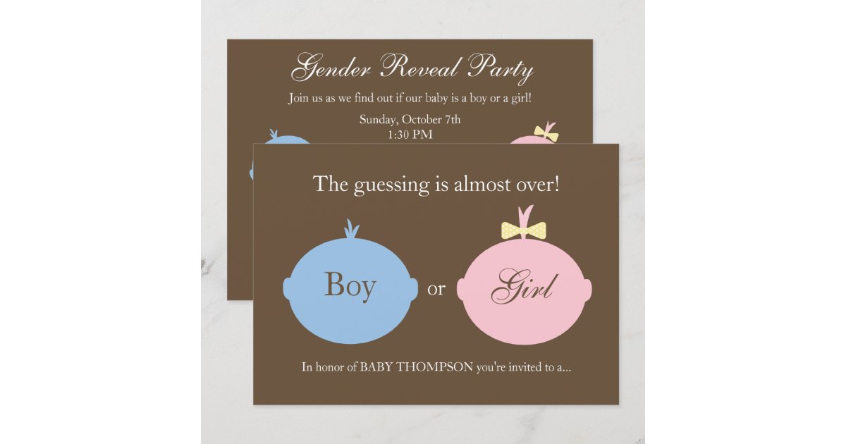 Baby Gender Reveal Party Invitation Zazzle