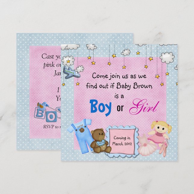 Baby Gender Reveal Party Invitation (Front/Back)