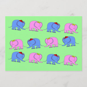 Baby Gender Reveal Party Invitation, Elephants Invitation