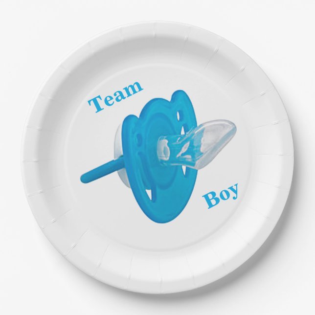 Baby Gender Reveal Party - Team Boy Paper Plates (Front)
