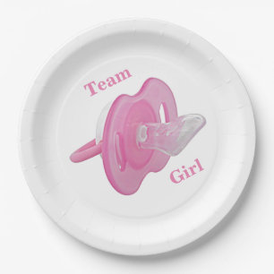 Baby Gender Reveal Party - Team Girl Paper Plates