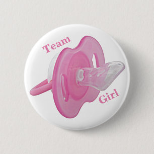 Baby Gender Reveal Party - Team Girl Pink Button