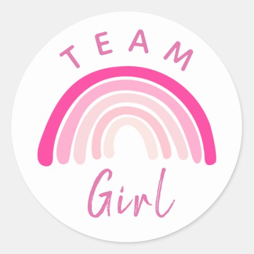 Baby Gender Reveal Party Team Pink Girl Rainbow Cl Classic Round Sticker