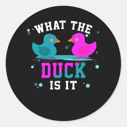 Baby Gender Reveal Party What The Duck Is It Baby  Classic Round Sticker