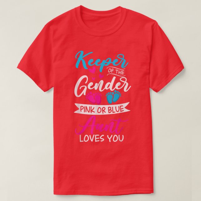 Baby Gender Reveal Shower Pink Or Blue Aunt Loves  T-Shirt (Design Front)