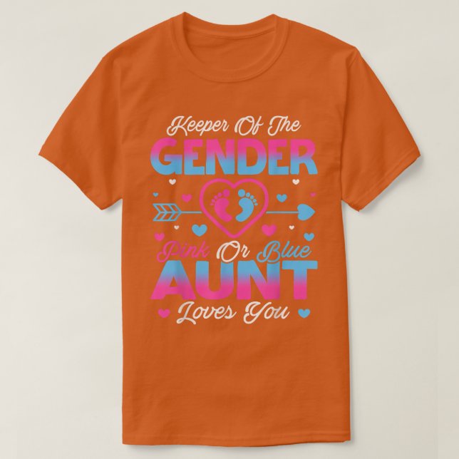 Baby Gender Reveal Shower Pink Or Blue Aunt Loves  T-Shirt (Design Front)