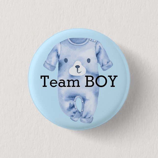 Baby gender reveal team boy  button (Front)