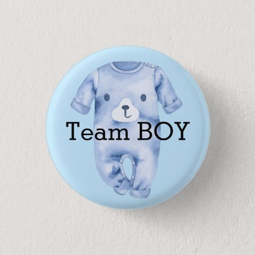 Baby gender reveal team boy  button