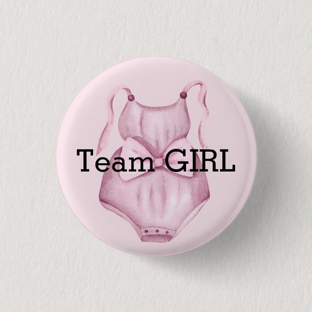Baby gender reveal team girl  button (Front)