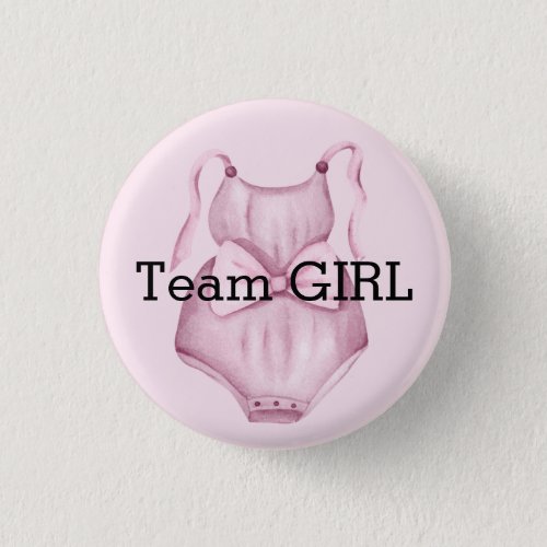 Baby gender reveal team girl  button