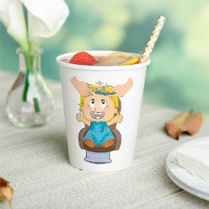 Baby Getting Haircut Funny Kids Barber Shop Paper Cups