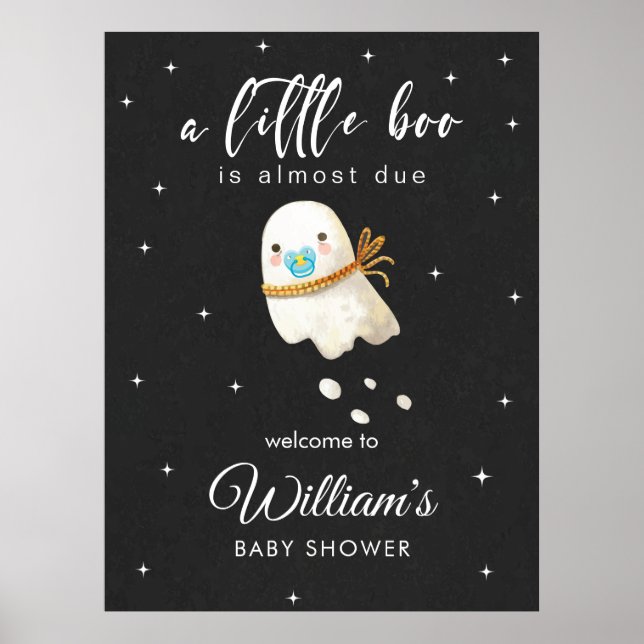 Baby Ghost Baby Shower Little Boo Welcome Sign (Front)