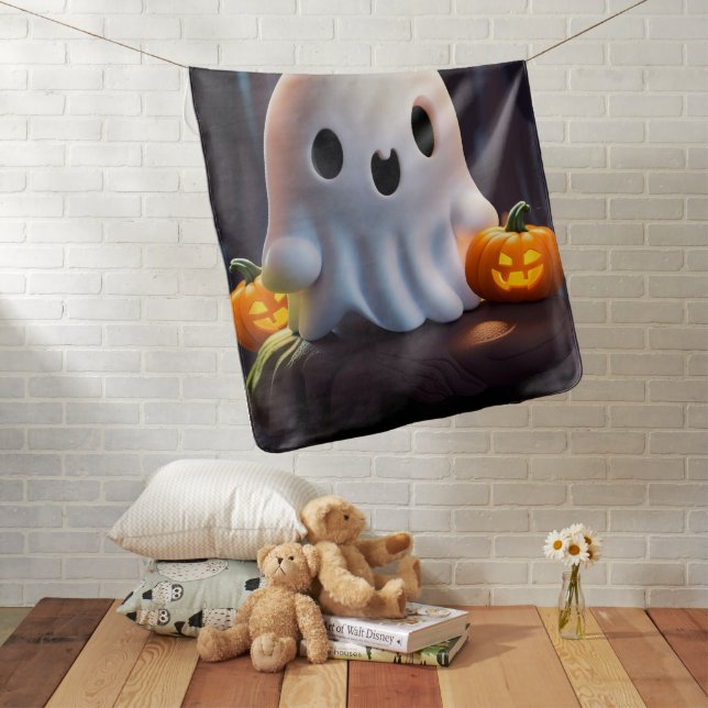 Baby Ghost Creepy Cute Halloween Character Baby Blanket (In Situ)