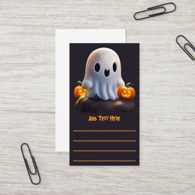 Baby Ghost Creepy Cute Halloween Character Business Card (Front/Back In Situ)