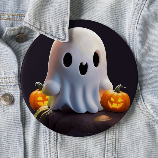 Baby Ghost Creepy Cute Halloween Character Button (In Situ)