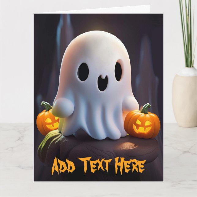 Baby Ghost Creepy Cute Halloween Character Card (Front)