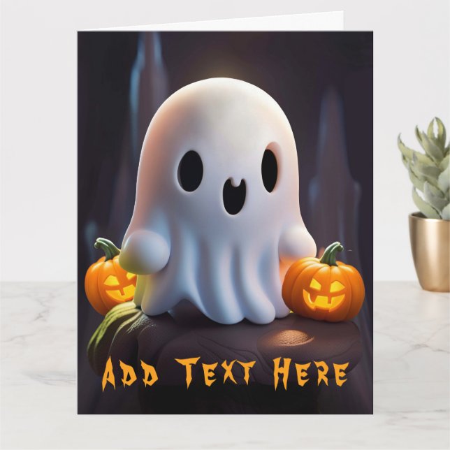 Baby Ghost Creepy Cute Halloween Character Card (Small Plant)