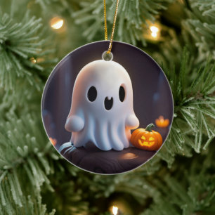 Baby Ghost Creepy Cute Halloween Character Ceramic Ornament