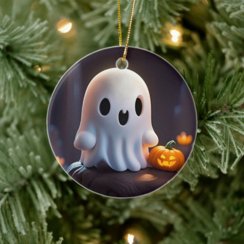 Baby Ghost Creepy Cute Halloween Character Ceramic Ornament