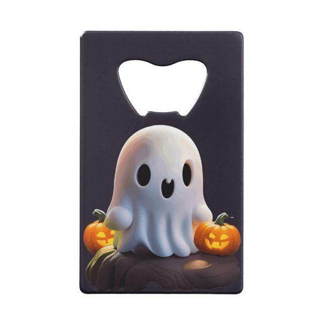Baby Ghost Creepy Cute Halloween Character Credit Card Bottle Opener (Front)
