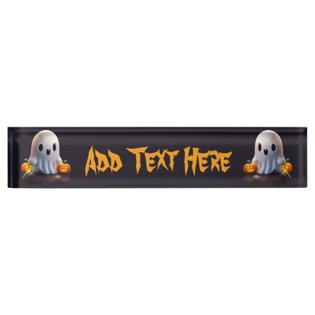 Baby Ghost Creepy Cute Halloween Character Desk Name Plate (Front)