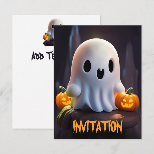 Baby Ghost Creepy Cute Halloween Character Invitation (Front/Back)