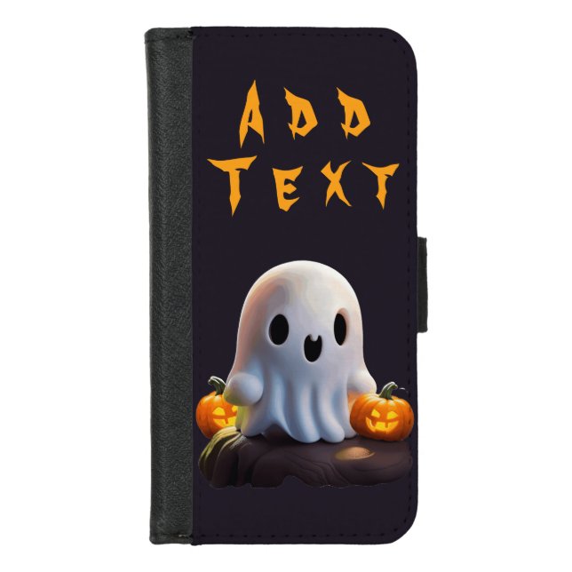 Baby Ghost Creepy Cute Halloween Character iPhone Wallet Case (Front)