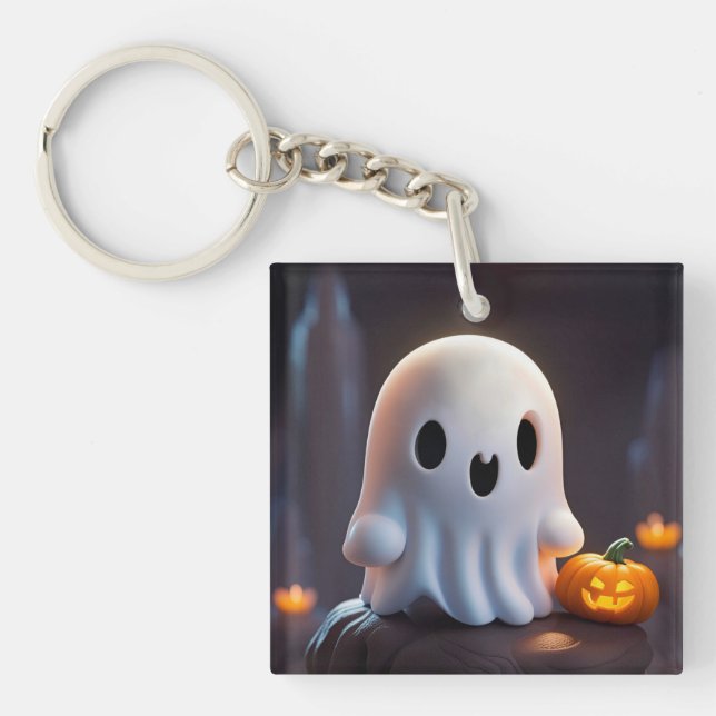 Baby Ghost Creepy Cute Halloween Character Keychain (Front)