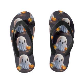 Baby Ghost Creepy Cute Halloween Character Kid's Flip Flops