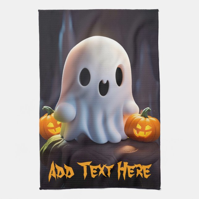 Baby Ghost Creepy Cute Halloween Character Kitchen Towel (Vertical)