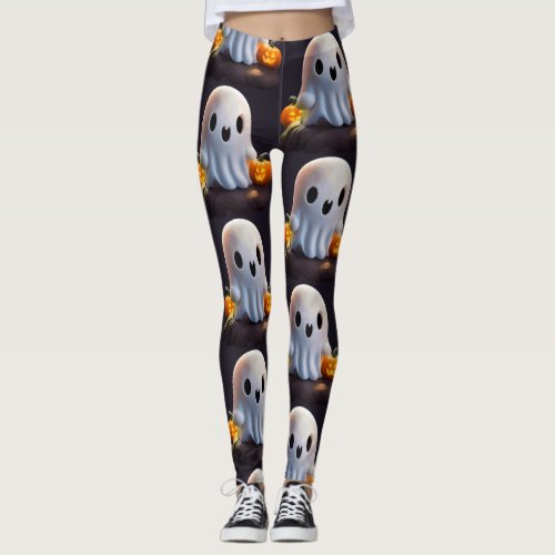 Baby Ghost Creepy Cute Halloween Character Leggings