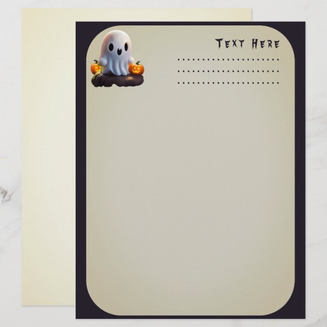 Baby Ghost Creepy Cute Halloween Character Letterhead (Front/Back)