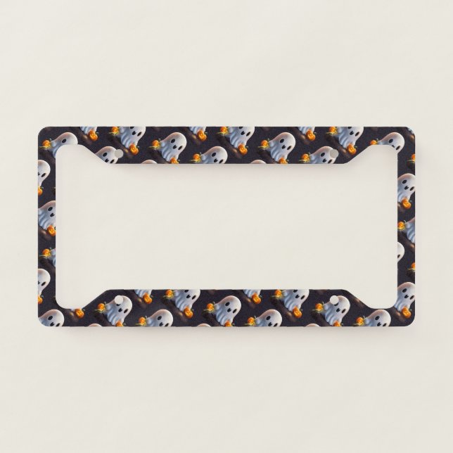 Baby Ghost Creepy Cute Halloween Character License Plate Frame (Front)