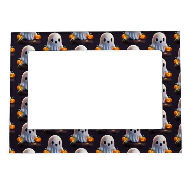 Baby Ghost Creepy Cute Halloween Character Magnetic Frame (Front)