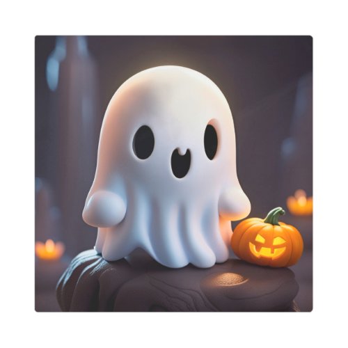 Baby Ghost Creepy Cute Halloween Character Metal Print