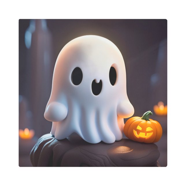 Baby Ghost Creepy Cute Halloween Character Metal Print (Front)