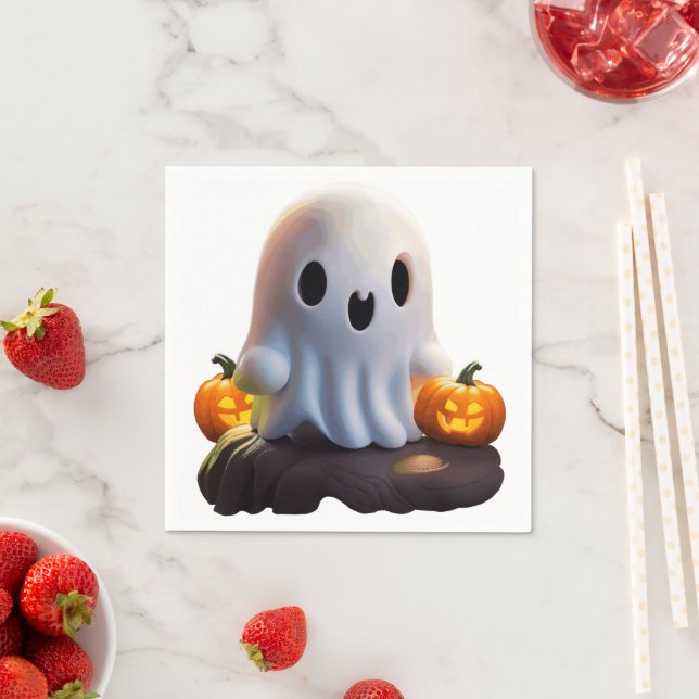 Baby Ghost Creepy Cute Halloween Character Napkins (Insitu)