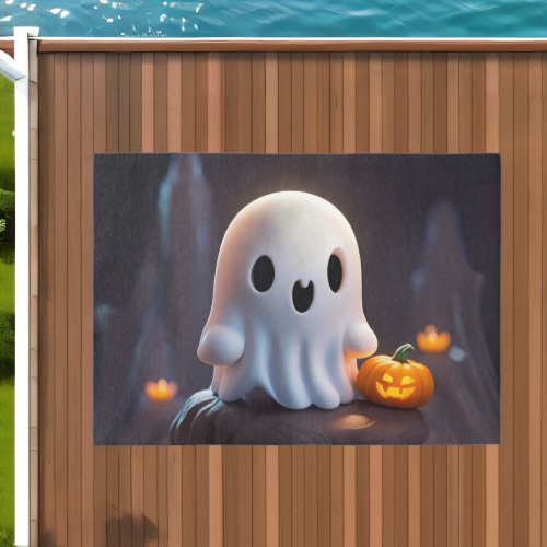 Baby Ghost Creepy Cute Halloween Character Outdoor Rug