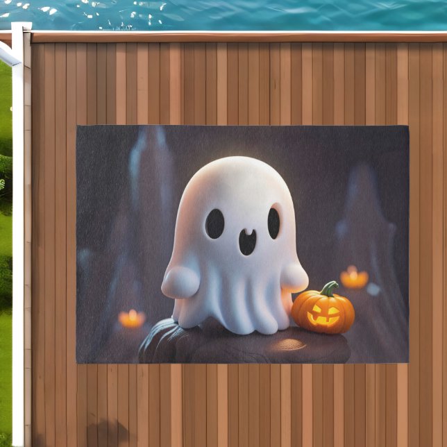 Baby Ghost Creepy Cute Halloween Character Outdoor Rug (Insitu (Outdoor 1))