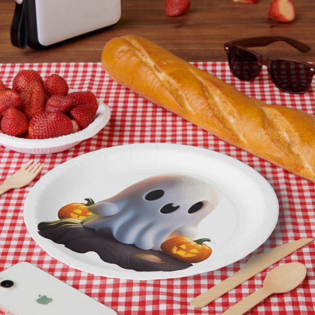 Baby Ghost Creepy Cute Halloween Character Paper Plates (Picnic)