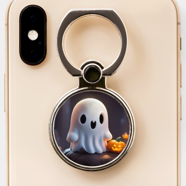 Baby Ghost Creepy Cute Halloween Character Phone Ring Stand (Close Up)