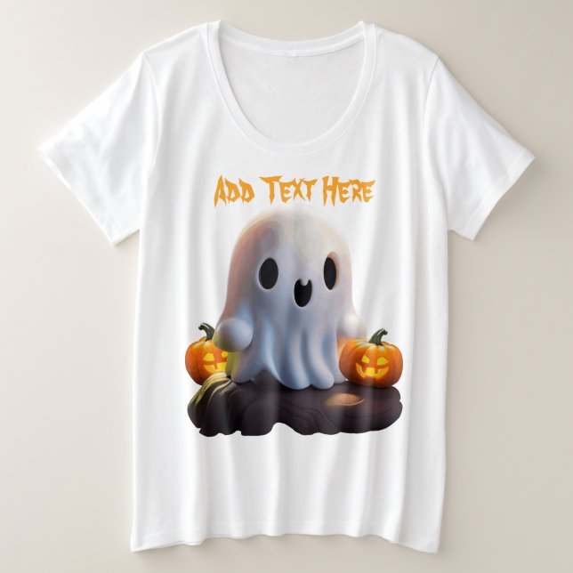 Baby Ghost Creepy Cute Halloween Character Plus Size T-Shirt (Design Front)