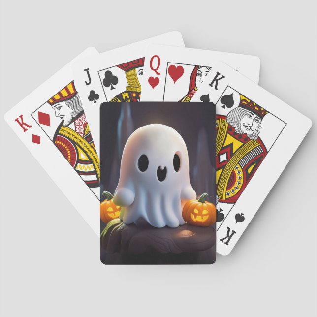 Baby Ghost Creepy Cute Halloween Character Poker Cards (Back)
