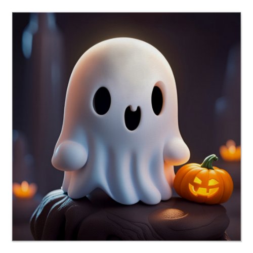 Baby Ghost Creepy Cute Halloween Character Poster