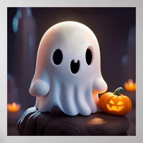 Baby Ghost Creepy Cute Halloween Character Poster