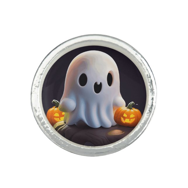Baby Ghost Creepy Cute Halloween Character Ring (Front)